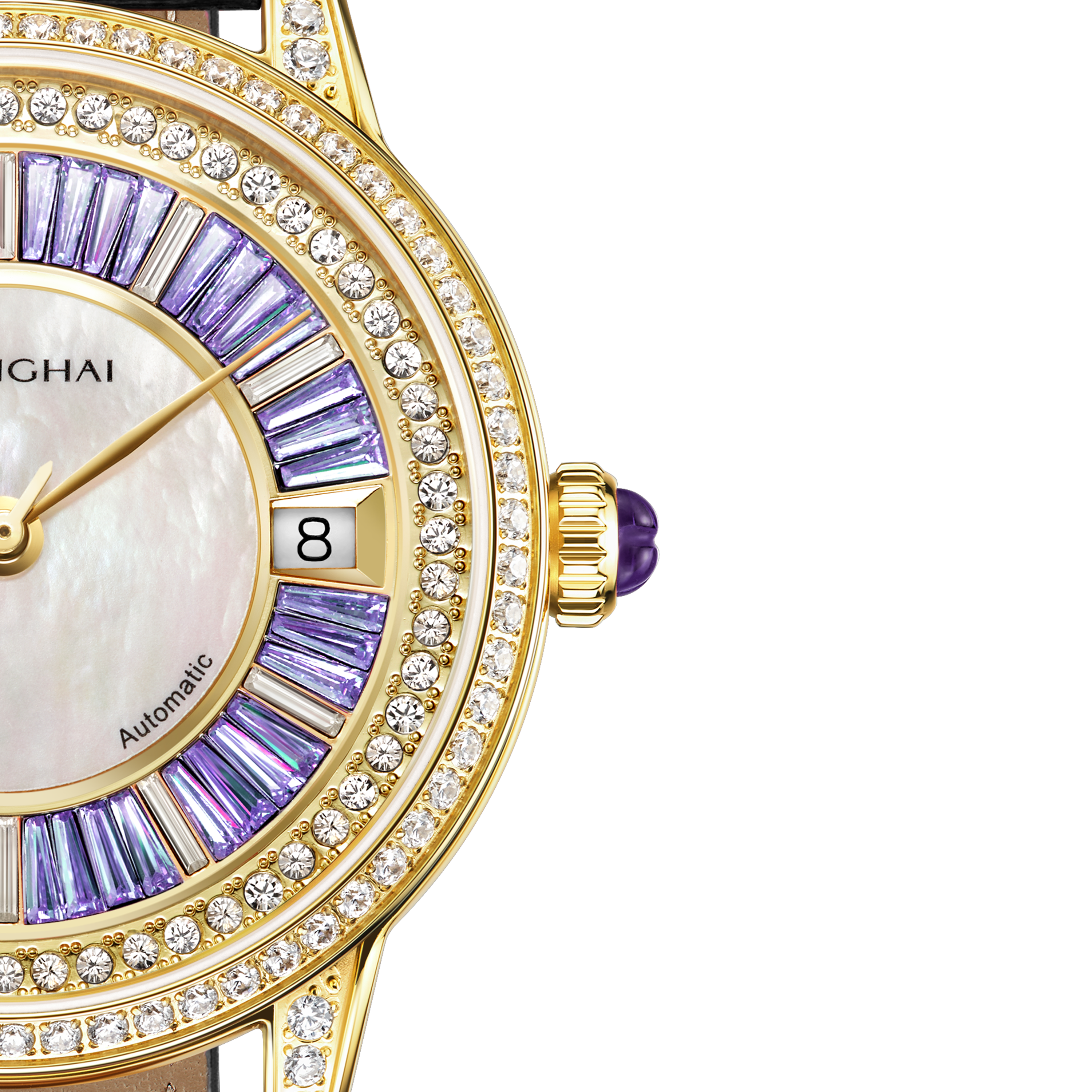 Shanghai Watch Crystal Purple Zirconia Mother of Pearl Dial 36mm