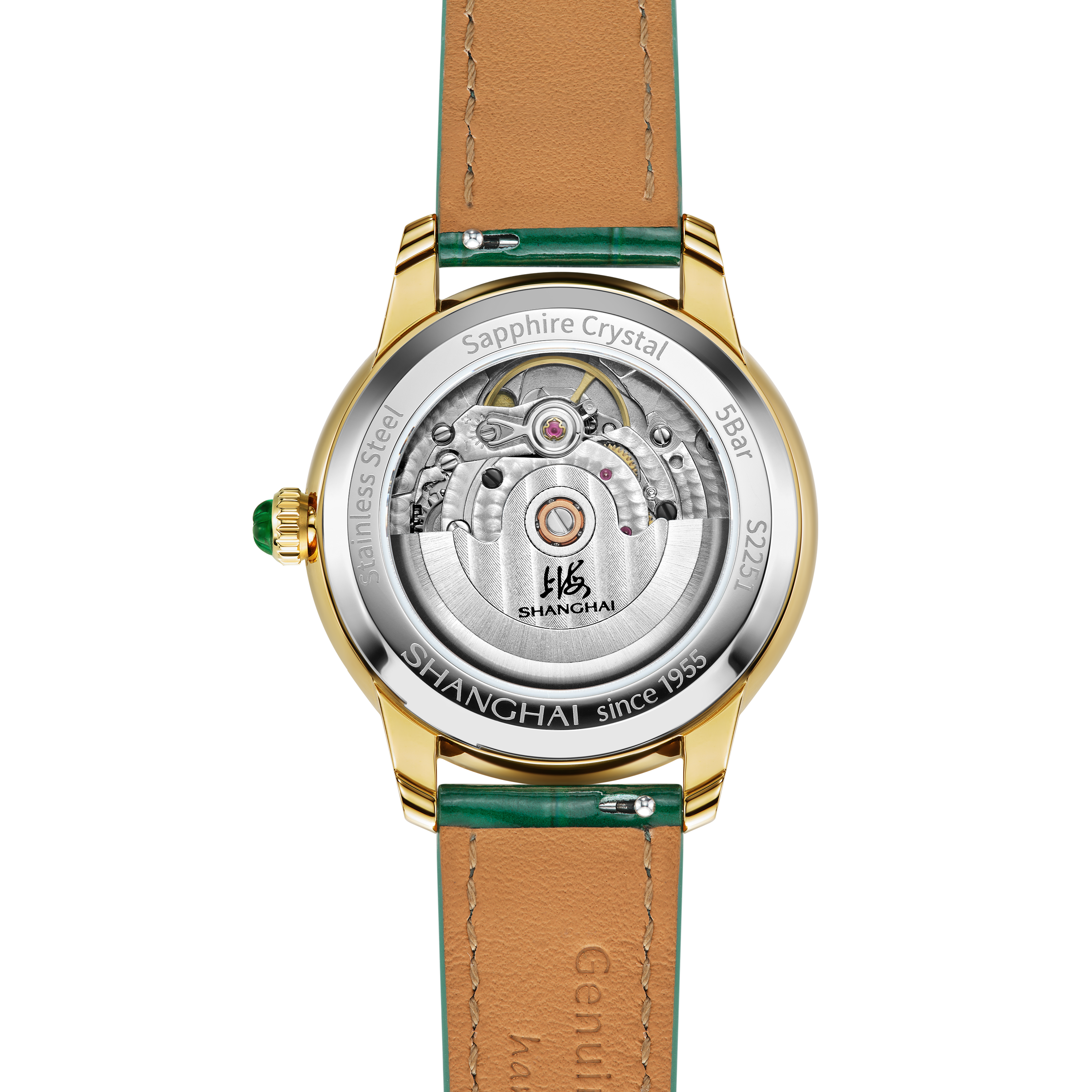 Shanghai Watch Crystal Green Zirconia Mother of Pearl Dial 36mm