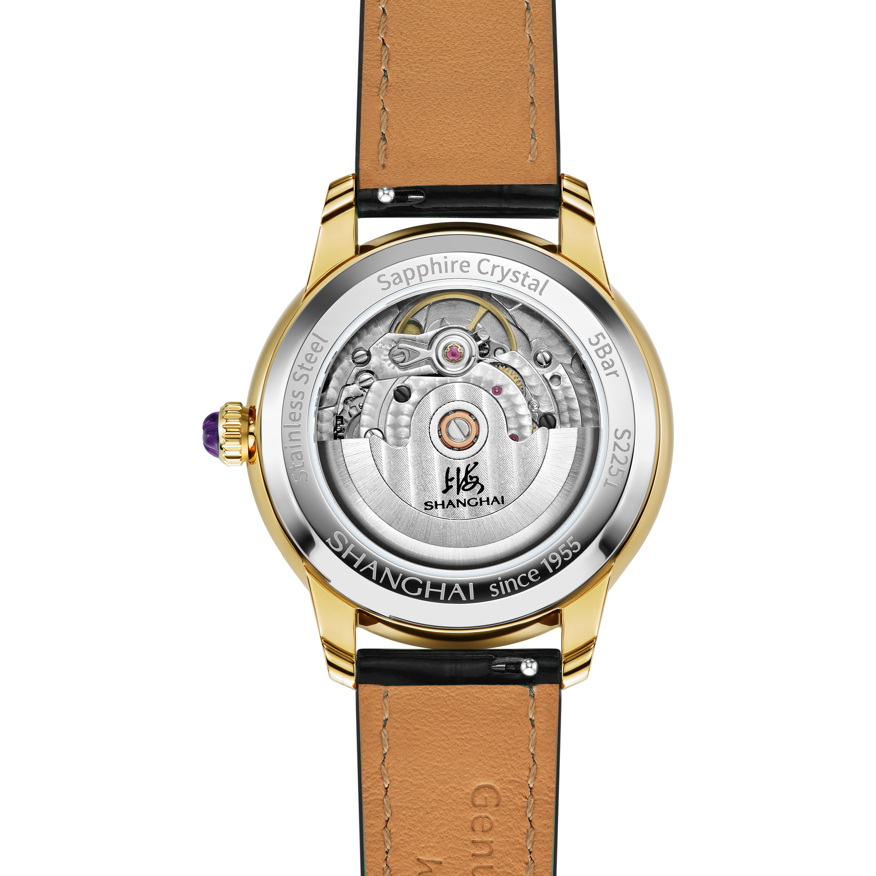 Shanghai Watch Crystal Purple Zirconia Mother of Pearl Dial 36mm