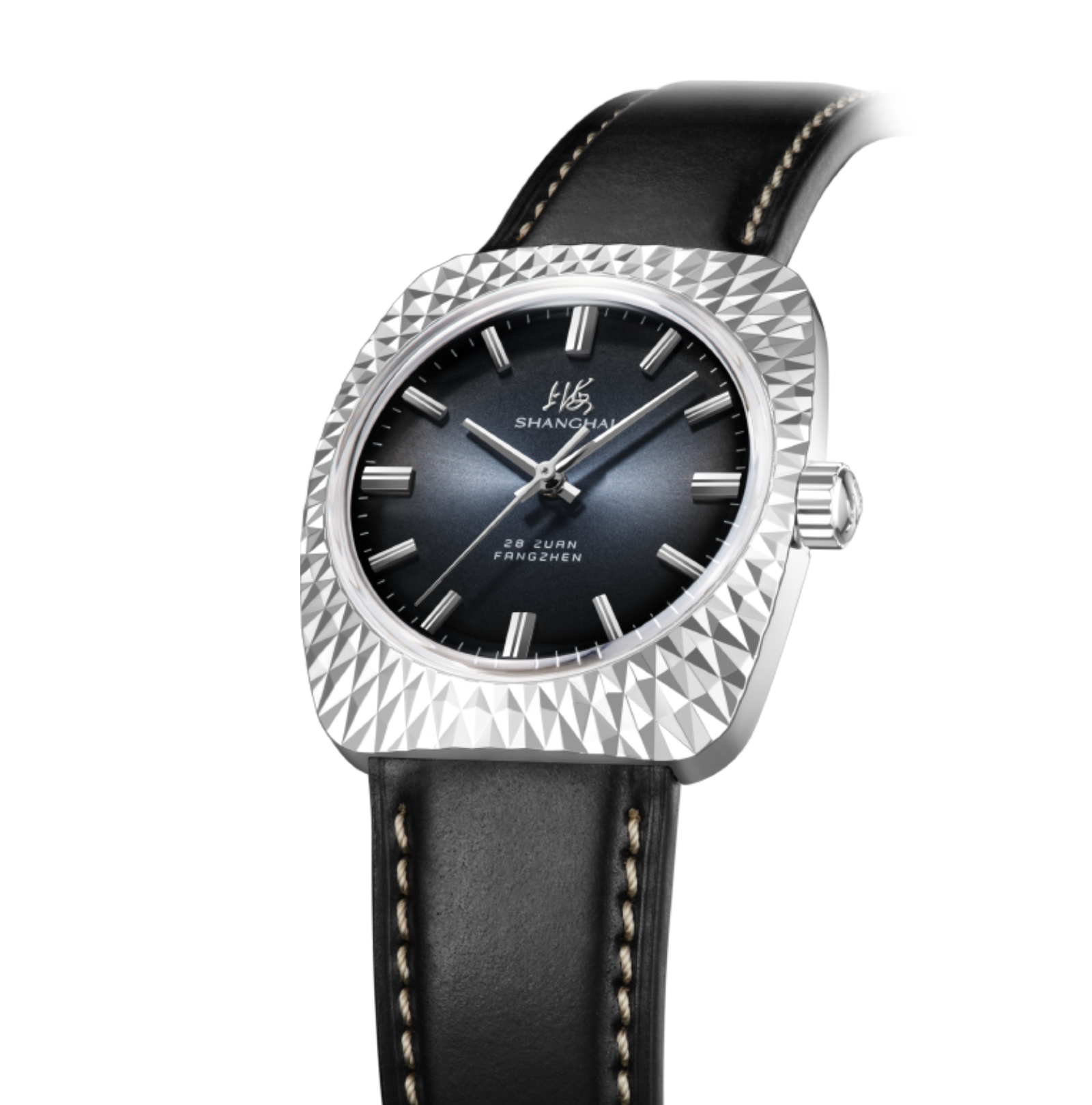 Shanghai Watch Aesthetic Engraving | Blue Sunbrust Automatic Watch