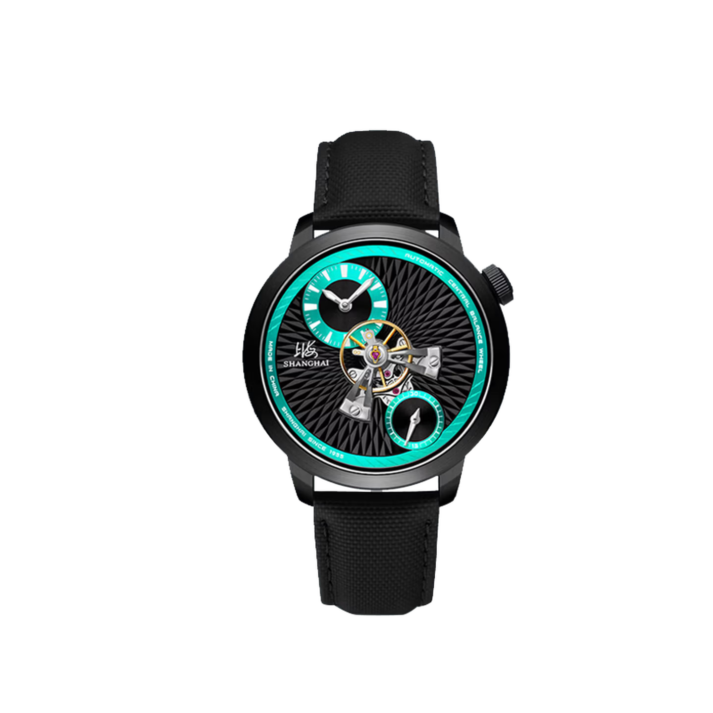 Shanghai Watch Sky Dome Central Balance Wheel Green 43mm