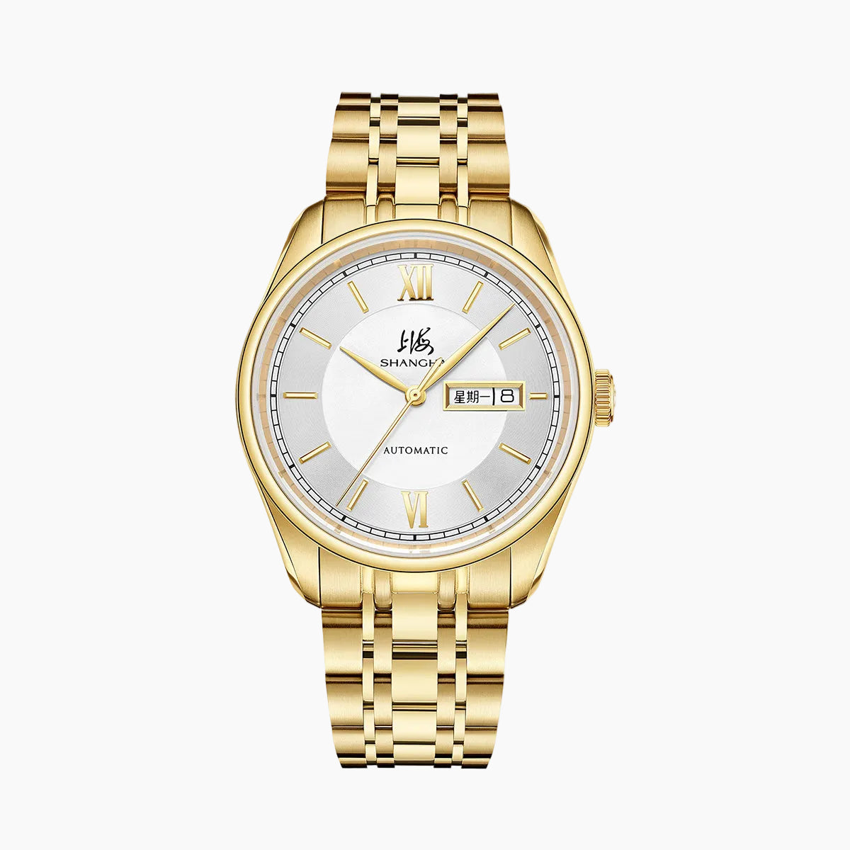 Shanghai Watch Business Classic 316L Steel Golden Strap 40mm