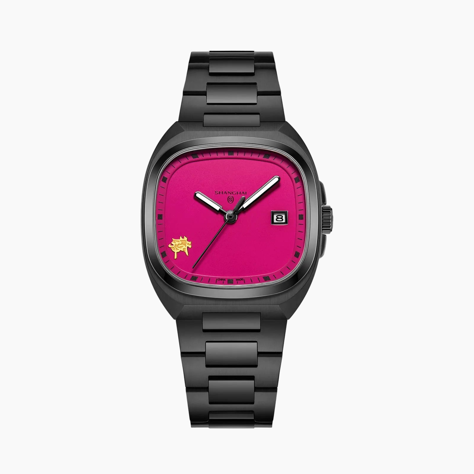 Shanghai Watch Magic Cube Caishen Magenta Dial Automatic Watch