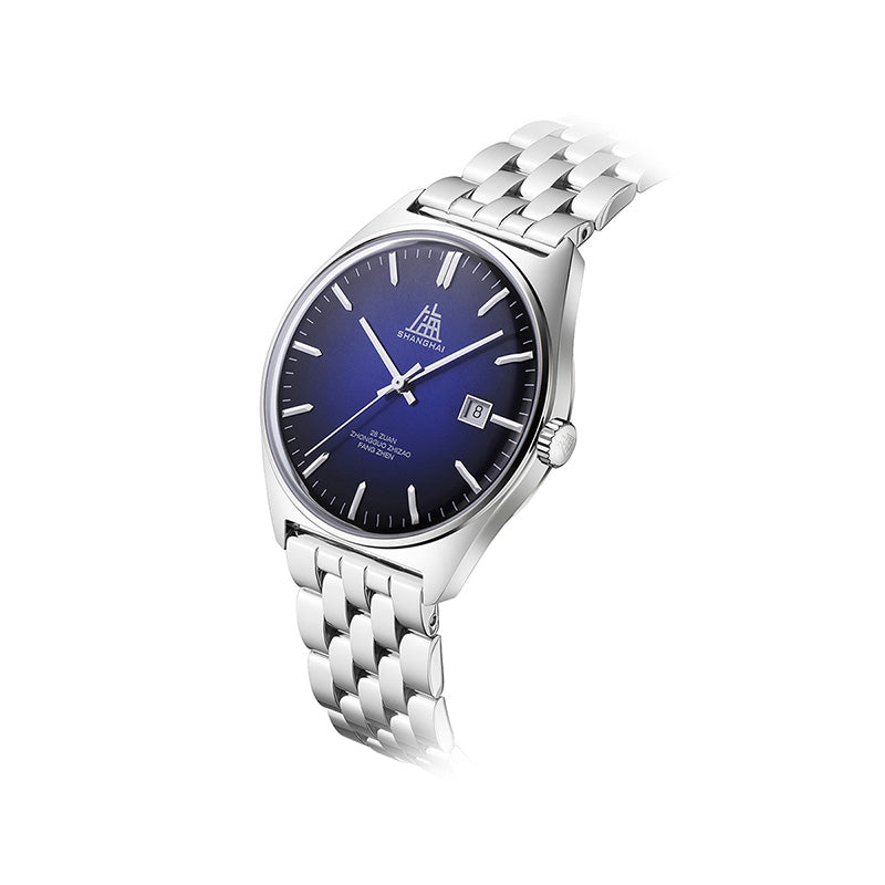Shanghai Watch 7120 Dark Blue Sunburst Horizontal Dial 39mm