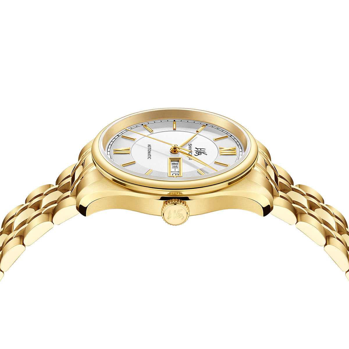 Shanghai Watch Business Classic 316L Steel Golden Strap 40mm