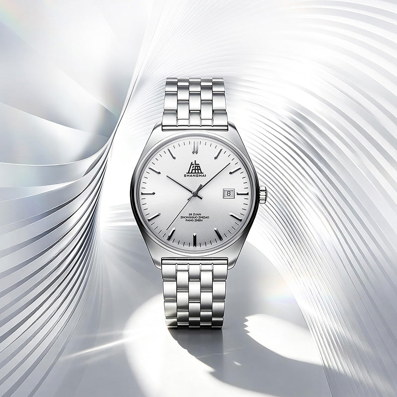 Shanghai Watch 7120 White Sunburst Horizontal Dial 39mm