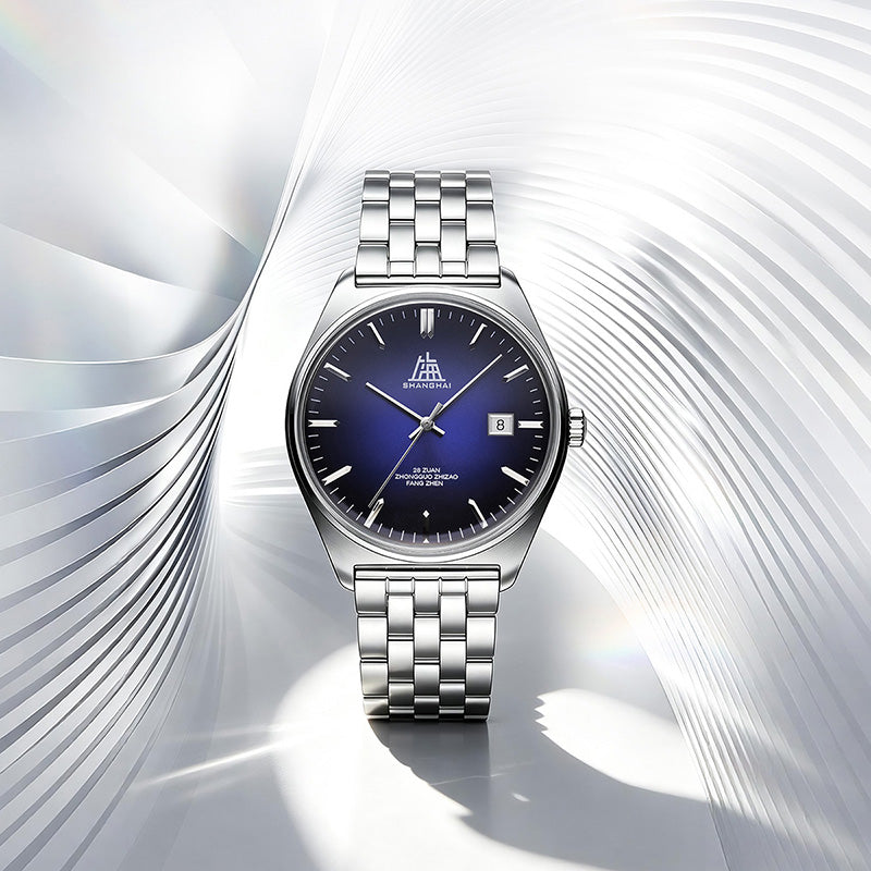 Shanghai Watch 7120 Dark Blue Sunburst Horizontal Dial 39mm