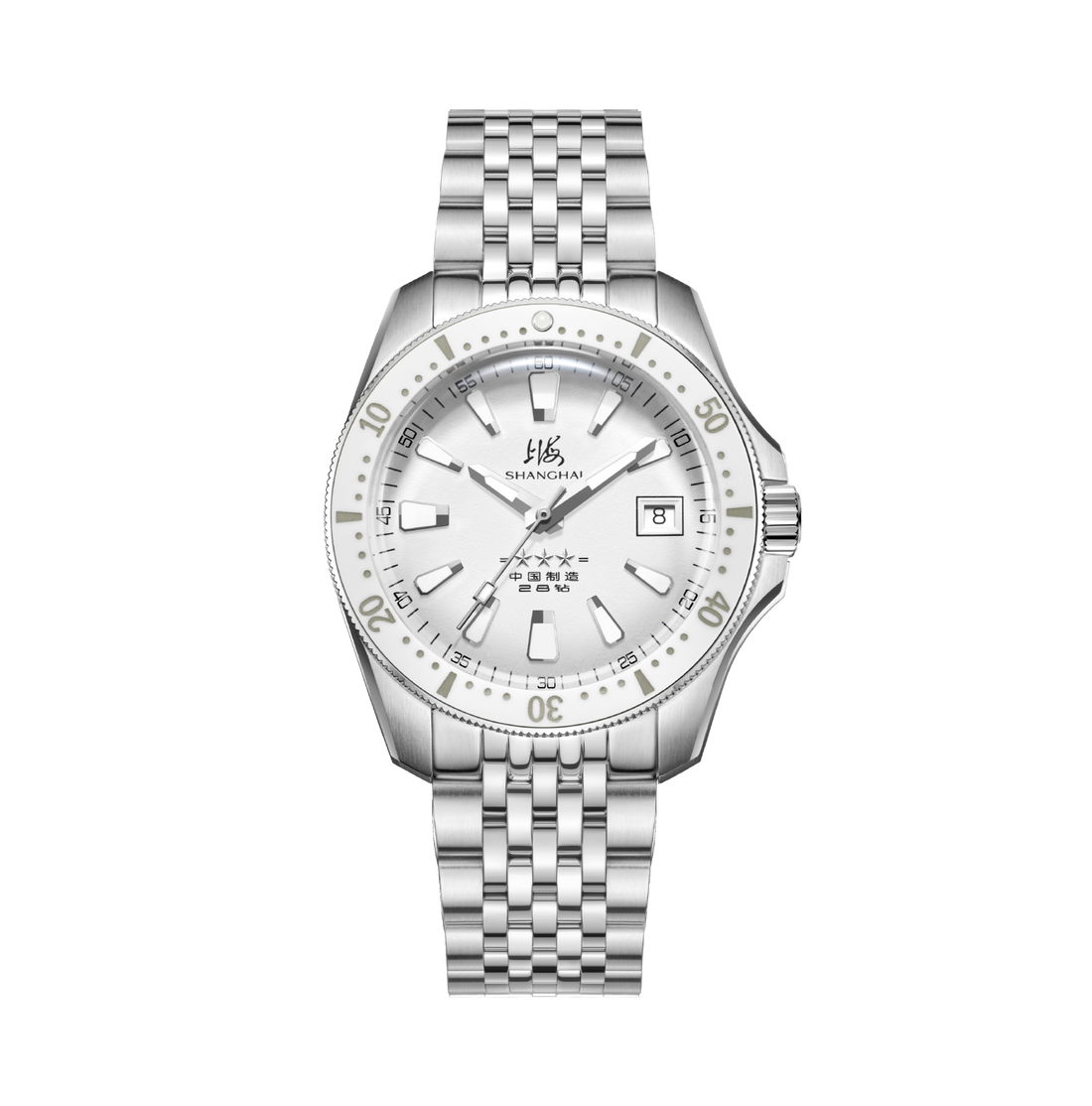 SHANGHAI Watch 114 Military White Sunburst 39mm