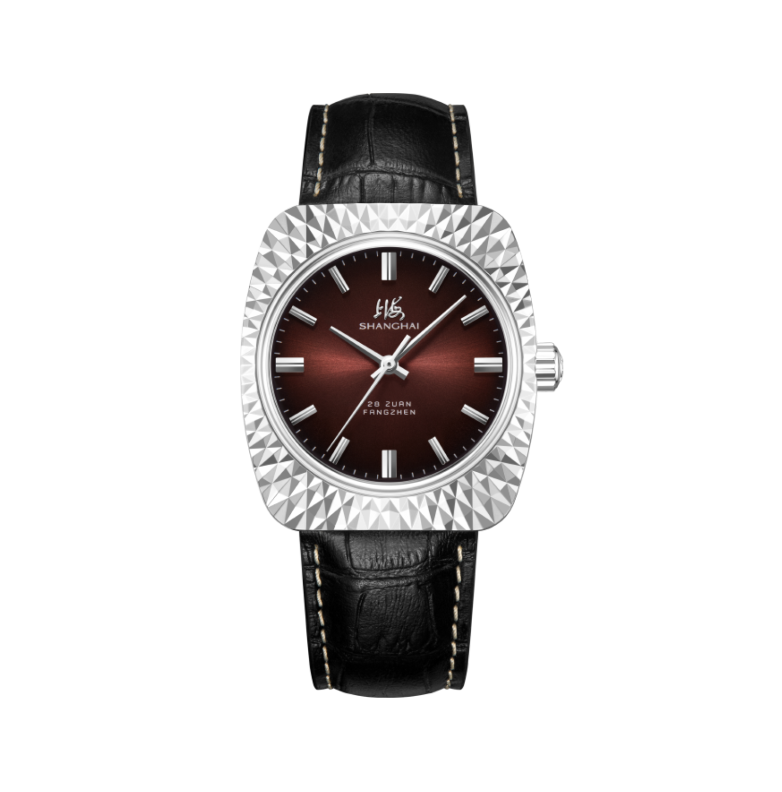 Shanghai Watch Aesthetic Engraving | Red Sunbrust Automatic Watch