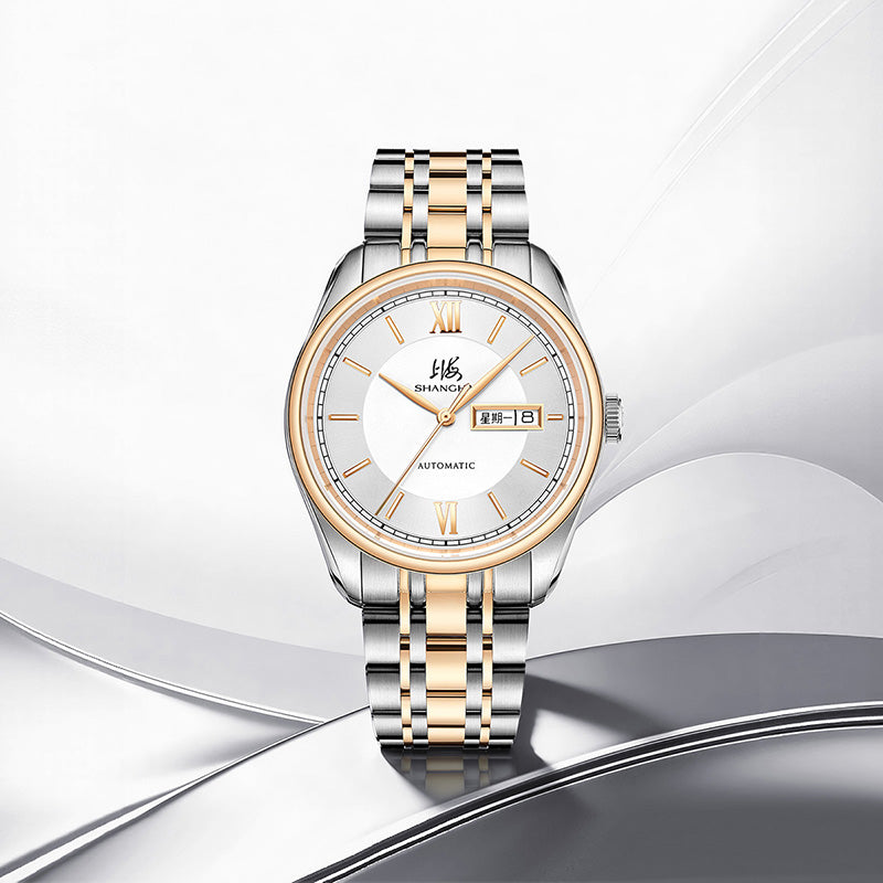 Shanghai Watch Business Classic 316L Steel Mix Rose Gold Dial 40mm