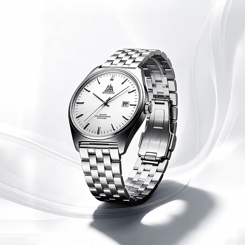 Shanghai Watch 7120 White Sunburst Horizontal Dial 39mm