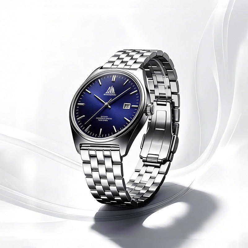 Shanghai Watch 7120 Dark Blue Sunburst Horizontal Dial 39mm