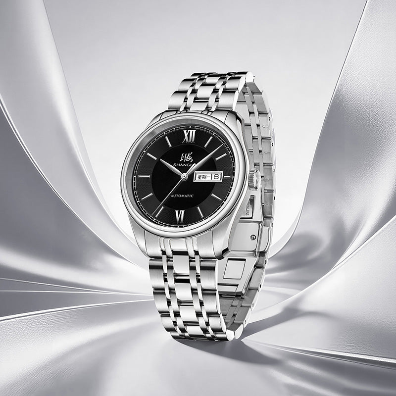 Shanghai Watch Business Classic 316L Steel Black Dial 40mm