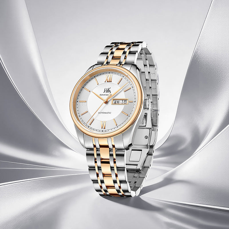 Shanghai Watch Business Classic 316L Steel Mix Rose Gold Dial 40mm
