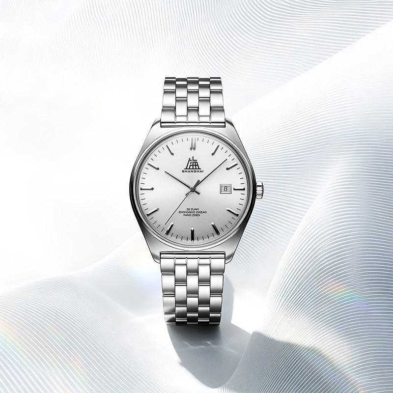 Shanghai Watch 7120 White Sunburst Horizontal Dial 39mm