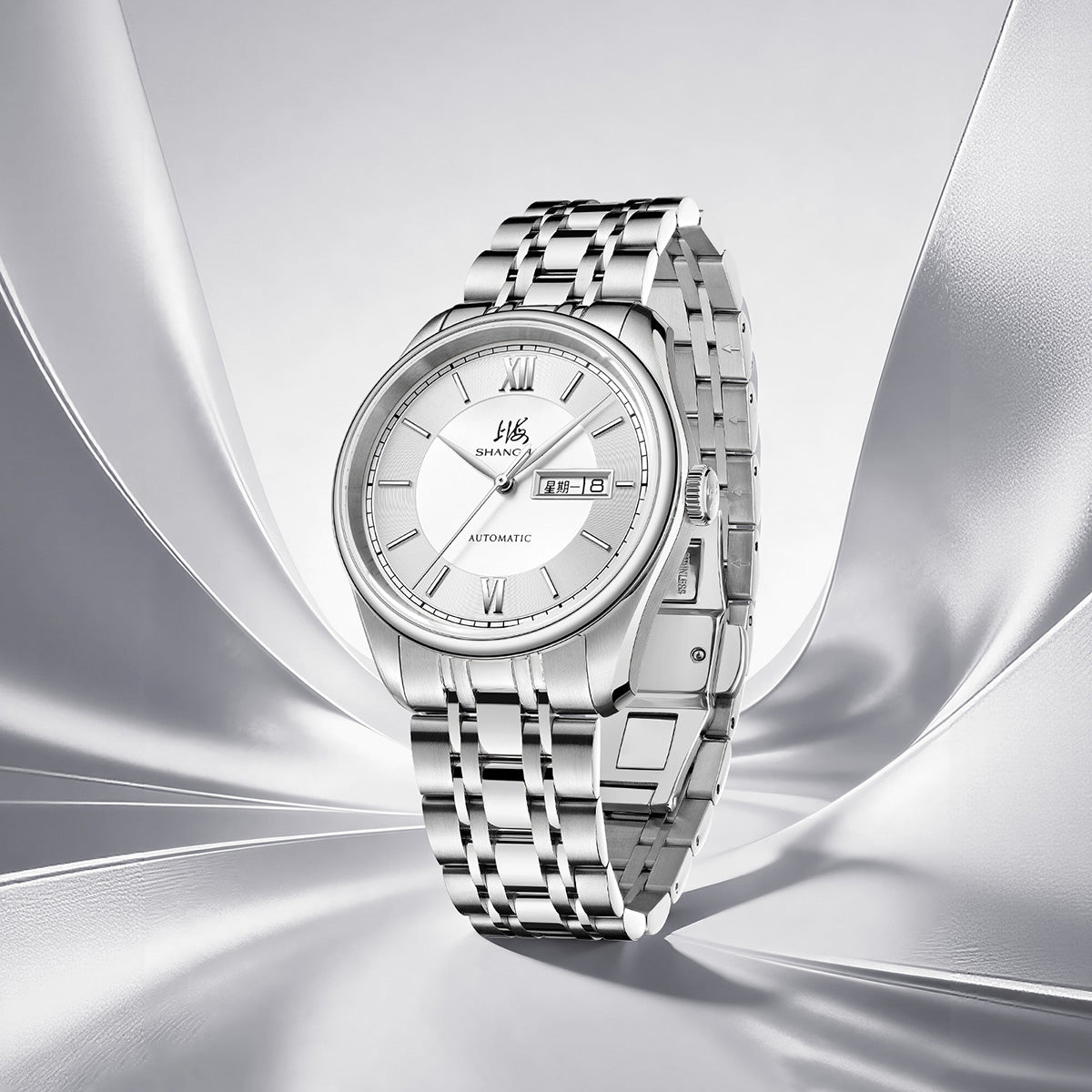 Shanghai Watch Business Classic 316L Steel White Dial 40mm