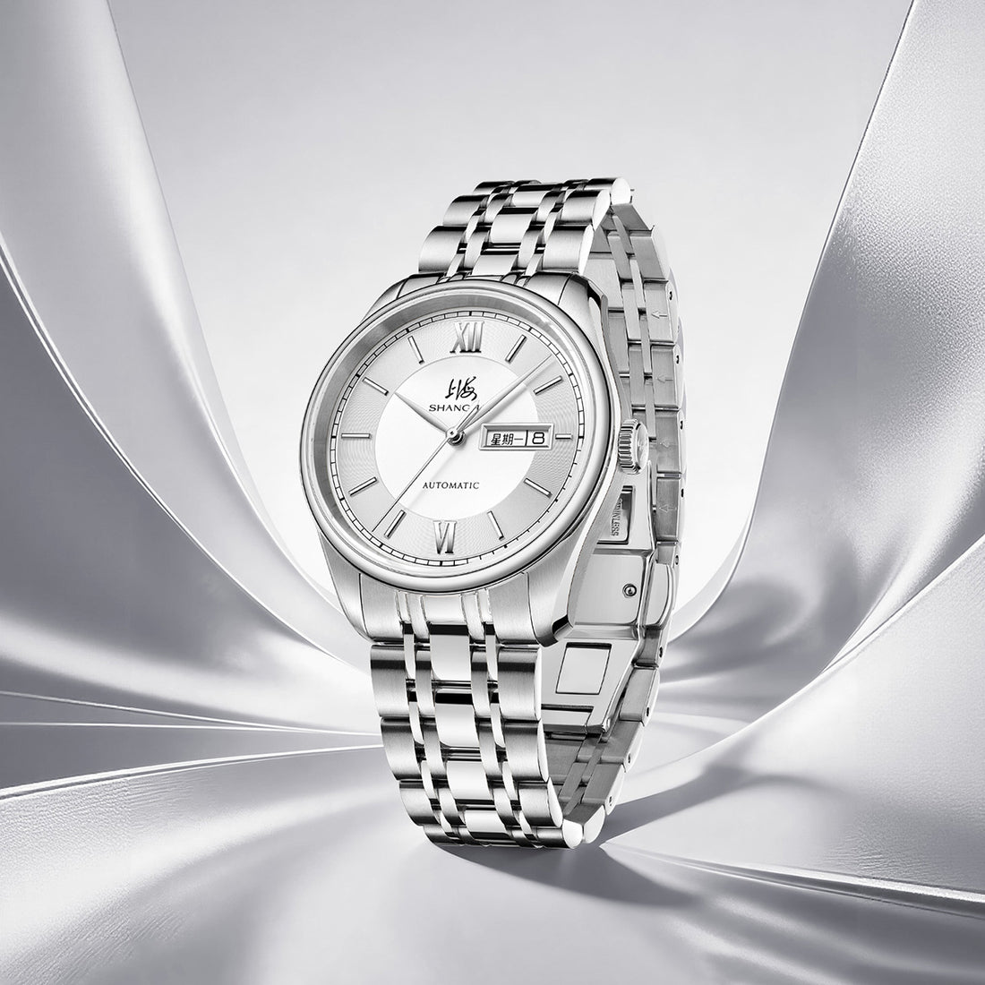 SHANGHAI Watch Business Classic 316L Steel White Dial 40mm