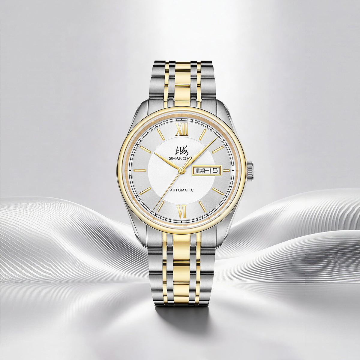 Shanghai Watch Business Classic 316L Steel Mix Golden Strap 40mm