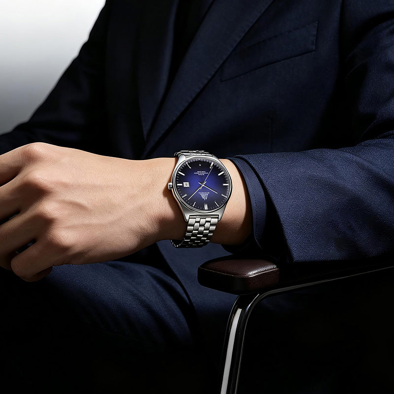 Shanghai Watch 7120 Dark Blue Sunburst Horizontal Dial 39mm