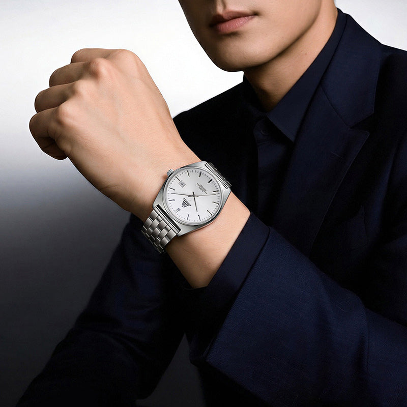 Shanghai Watch 7120 White Sunburst Horizontal Dial 39mm