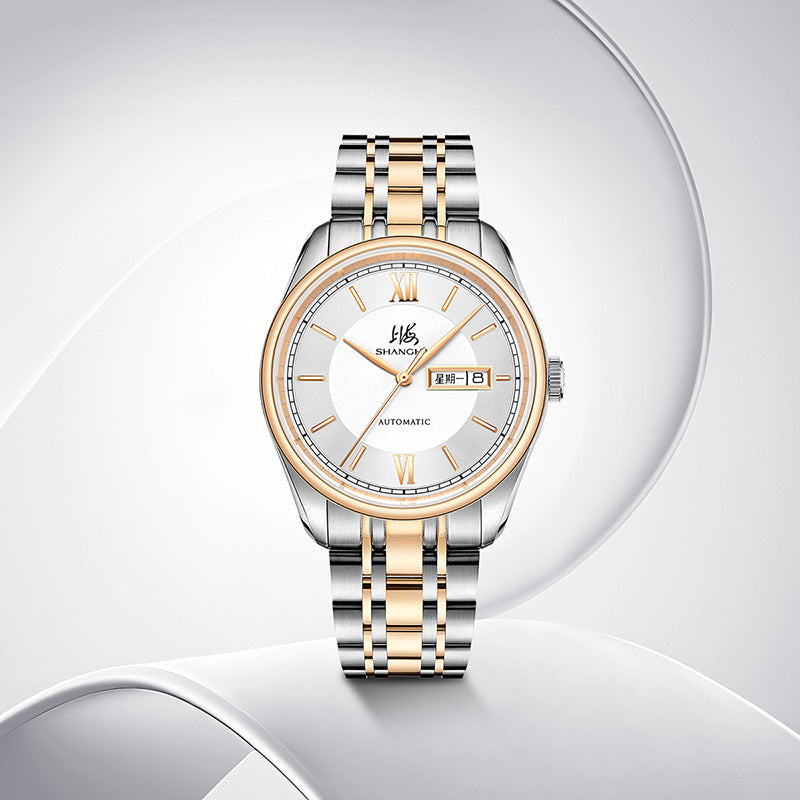 Shanghai Watch Business Classic 316L Steel Mix Rose Gold Dial 40mm