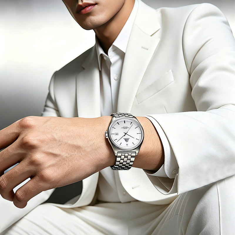 Shanghai Watch 7120 White Sunburst Horizontal Dial 39mm