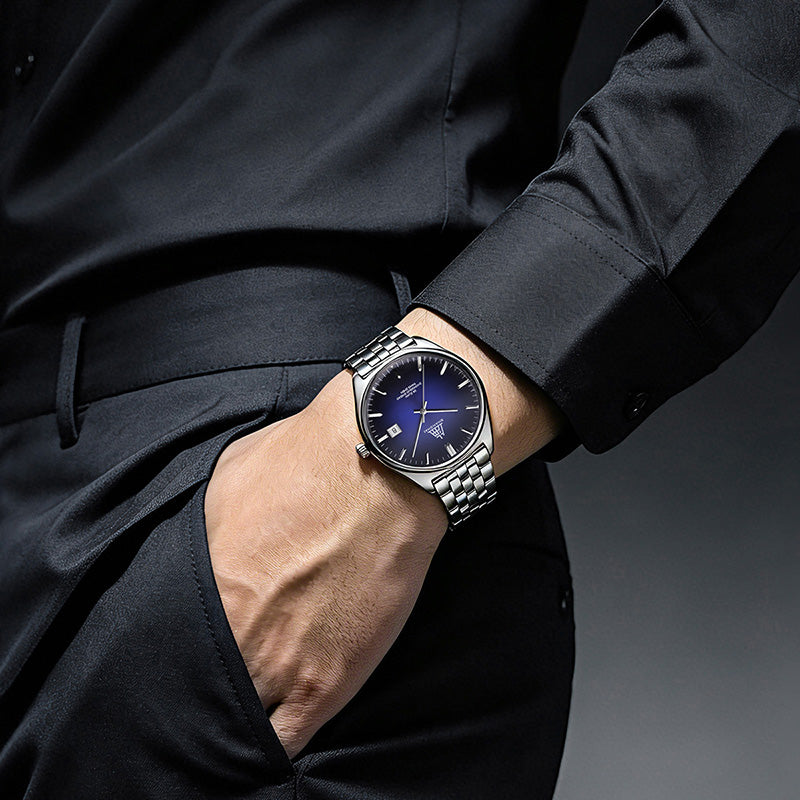 Shanghai Watch 7120 Dark Blue Sunburst Horizontal Dial 39mm