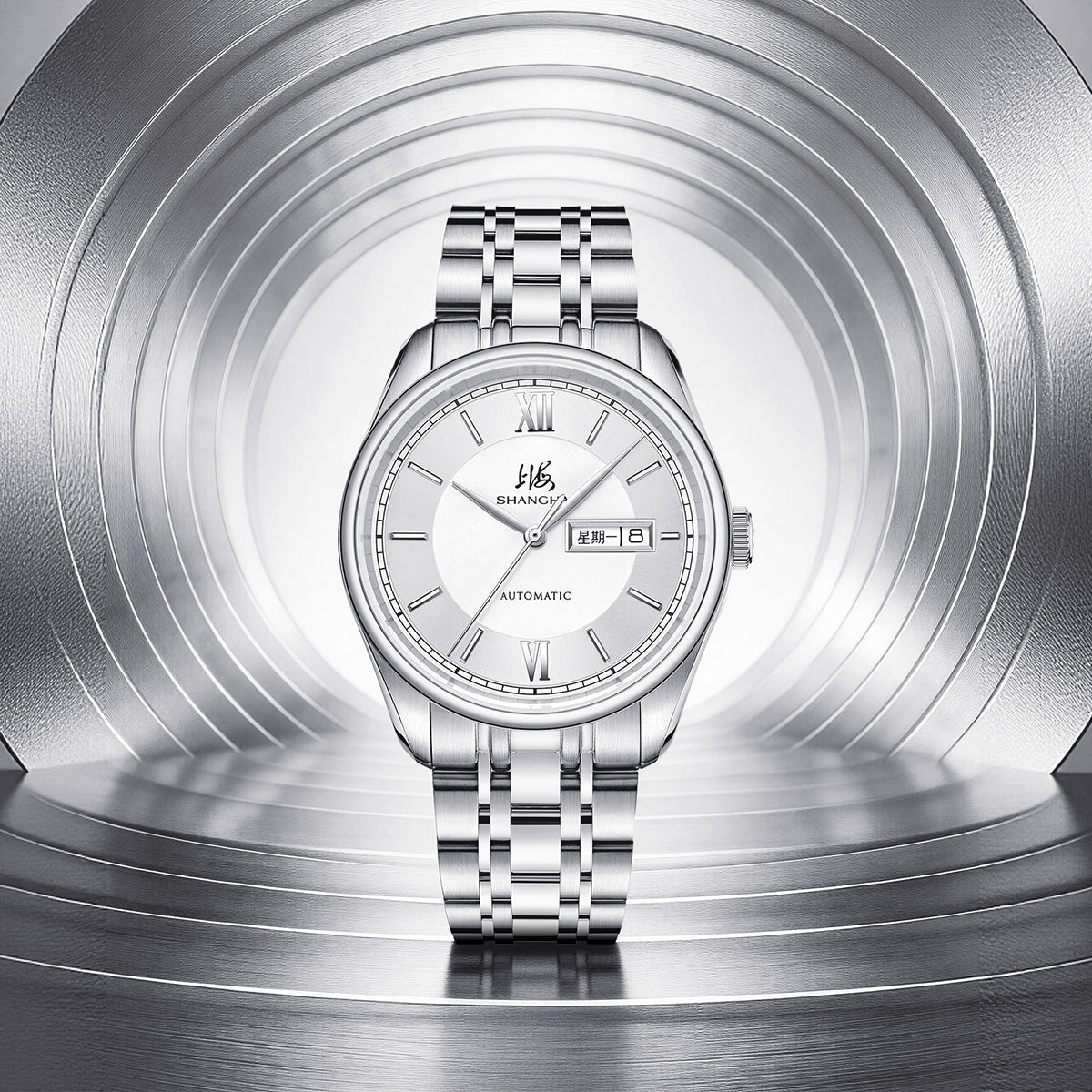 Shanghai Watch Business Classic 316L Steel White Dial 40mm