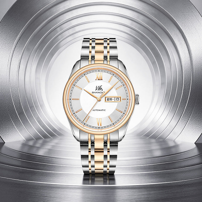 Shanghai Watch Business Classic 316L Steel Mix Rose Gold Dial 40mm