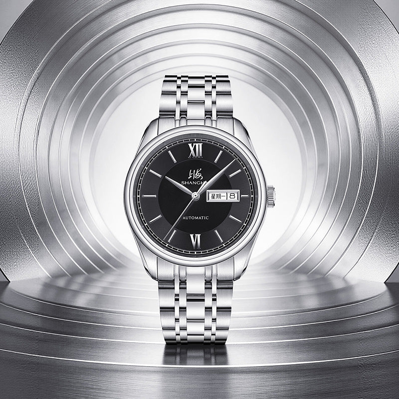 Shanghai Watch Business Classic 316L Steel Black Dial 40mm