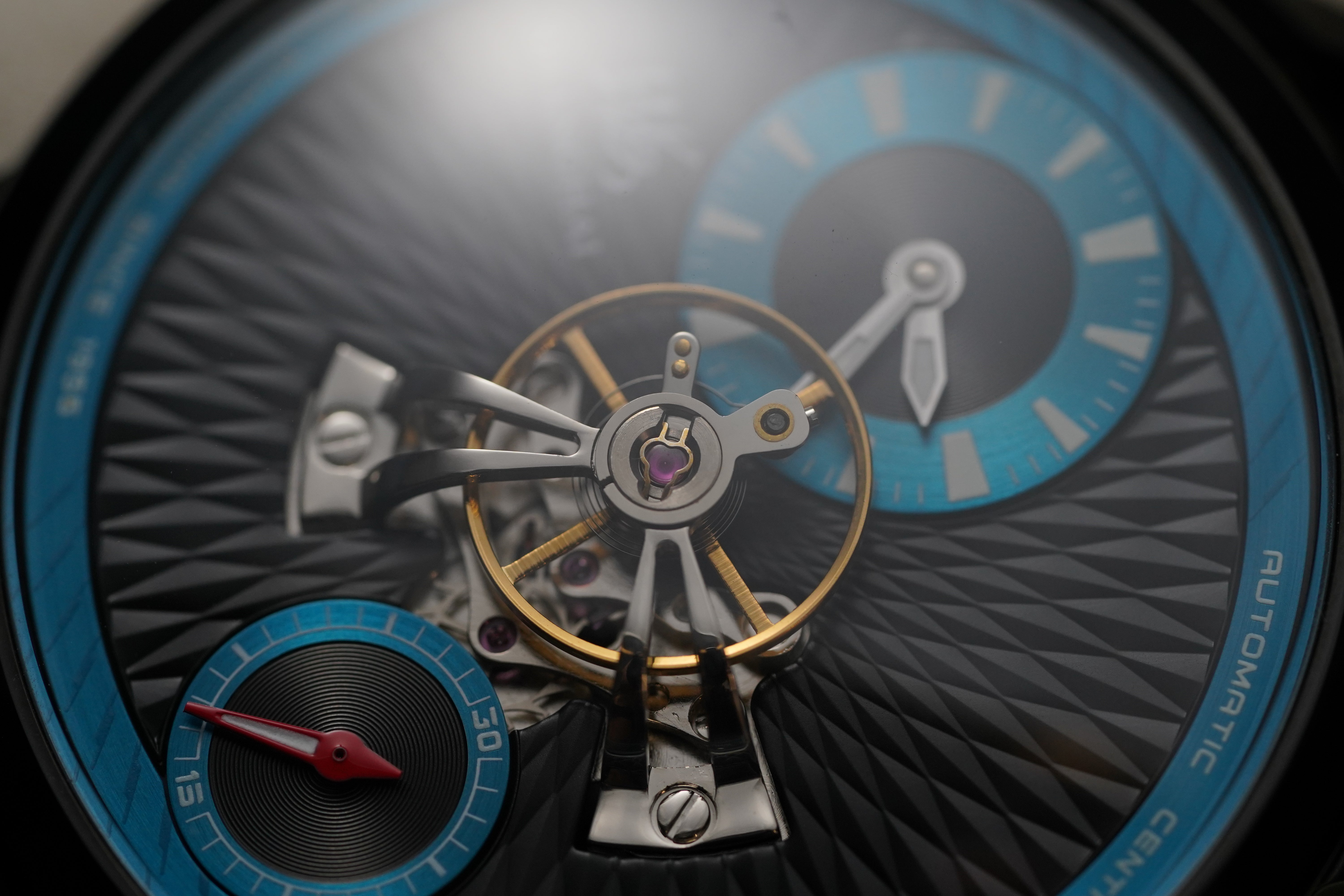 Shanghai Watch Sky Dome Central Balance Wheel Blue 43mm