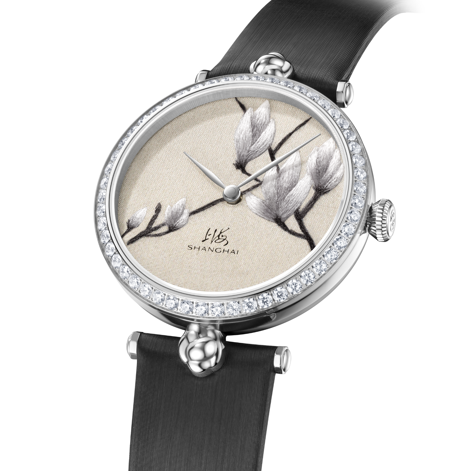 Shanghai Watch Magnolia Embroidered Silk Dial White 36mm