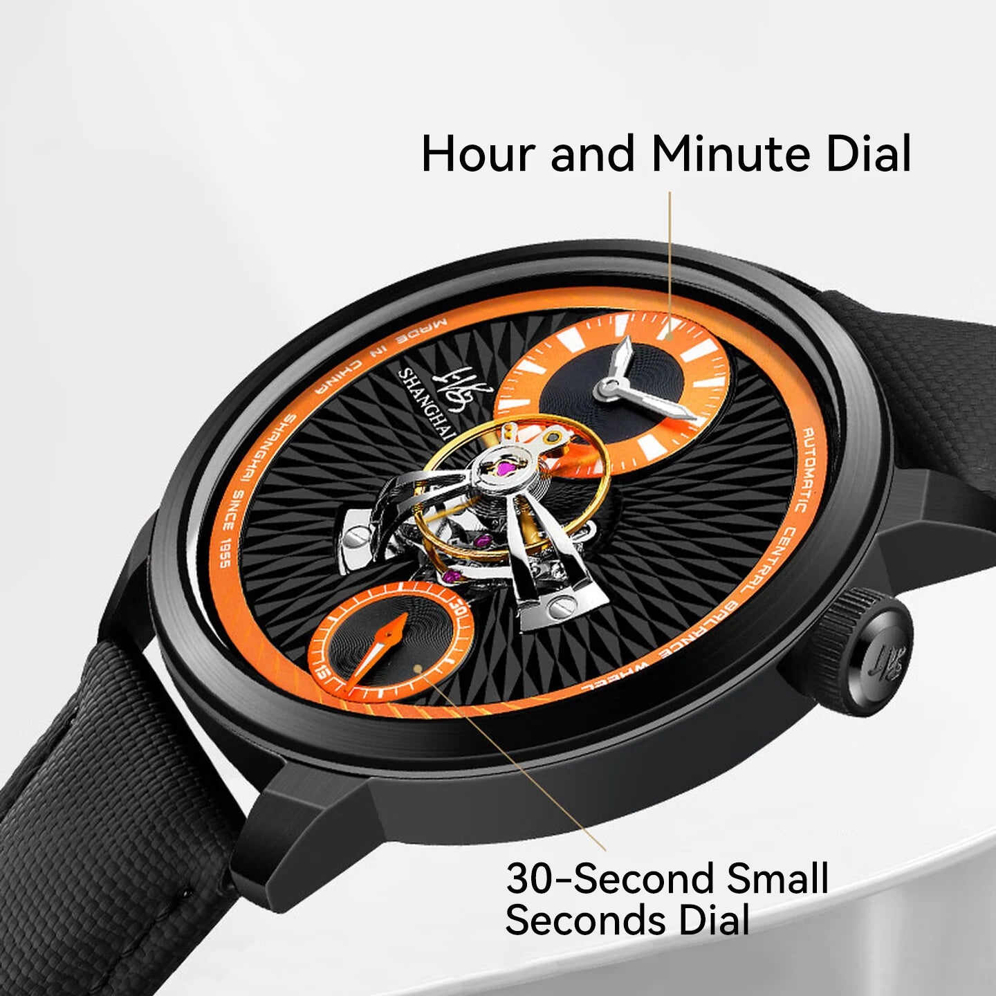 Shanghai Watch Sky Dome Central Balance Wheel Orange 43mm