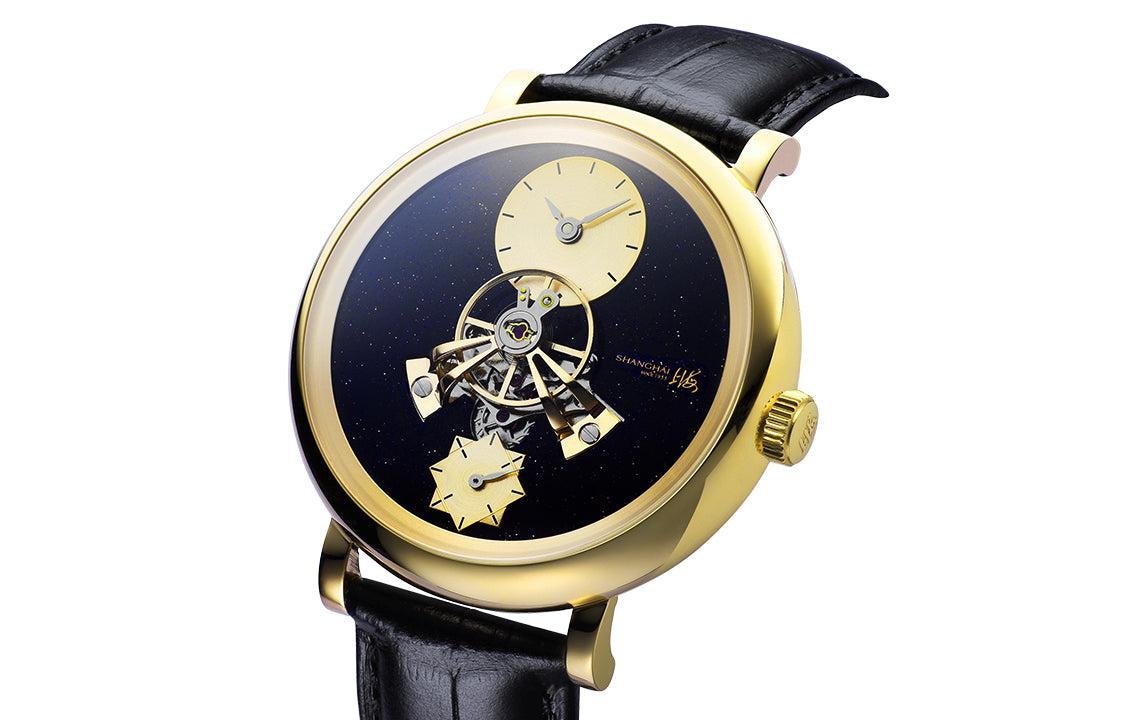 Shanghai Watch Sky Dome Blue Sunstone Dial PVD Gold 43mm