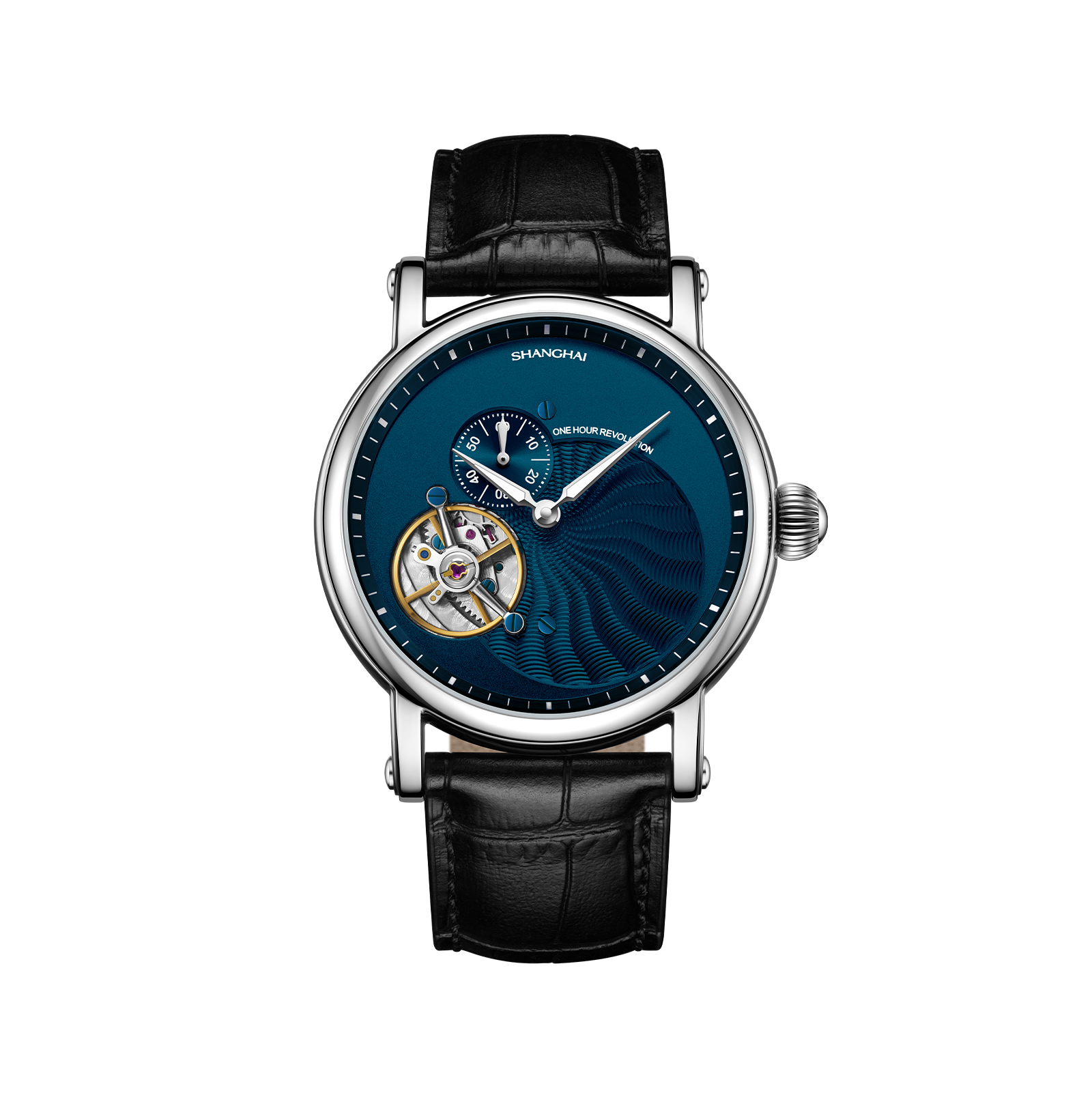 Shanghai Watch Phonograph Carrousel White Swirl Dial 41.5mm