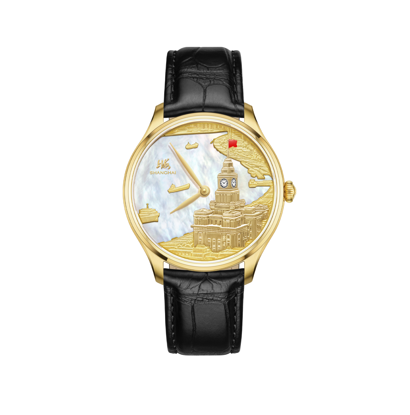 Open balance mechanical watch detail