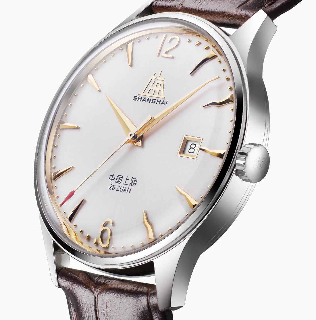 White sunburst dial in soft natural light