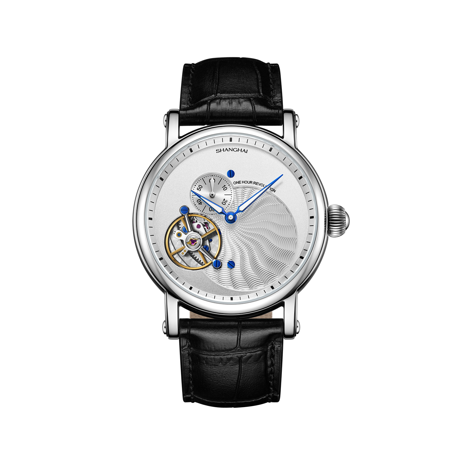 Shanghai Watch Phonograph Carrousel White Swirl Dial 41.5mm