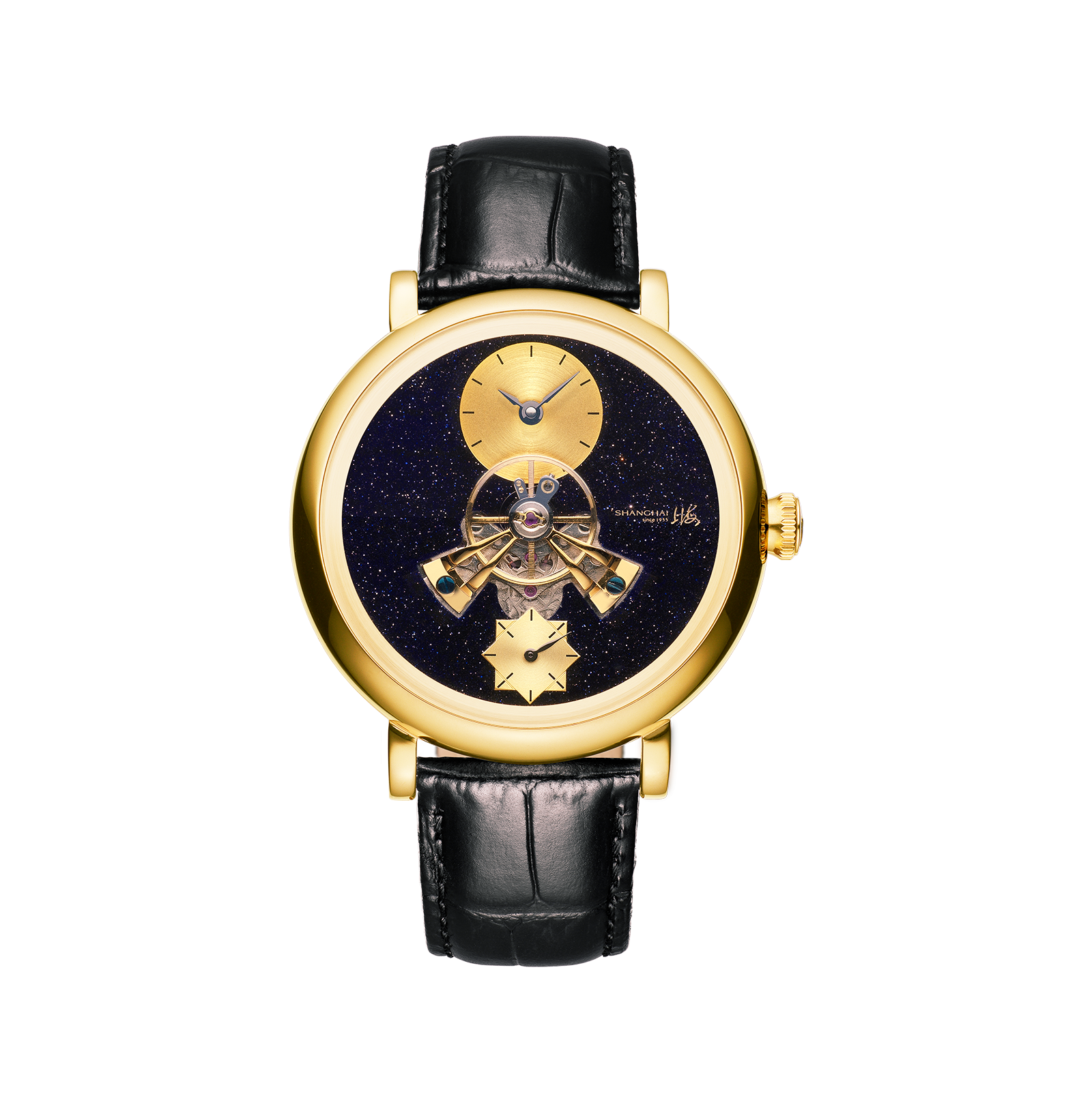 Shanghai Watch Sky Dome Blue Sunstone Dial PVD Gold 43mm